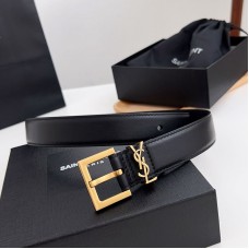 Replica Ysl Square Buckle Belt Gold 3.0cm