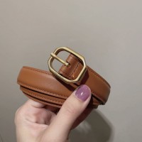 Replica Ysl Frame Buckle Thin Belt in Black with Tan