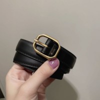 Replica Ysl Frame Buckle Thin Belt in Black with Gold