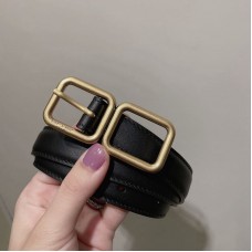 Replica Ysl Double Buckle Thin Belt in Black  2.0cm