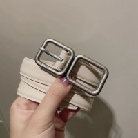 Replica Ysl Double Buckle Thin Belt in White 2.0cm