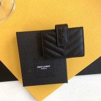 Replica Ysl Cassandre Matelasse Business Card Case in Black with Black Hardware