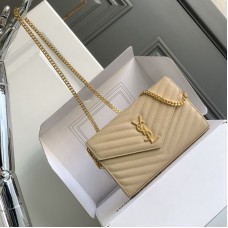 Replica Ysl Chain Wallet in Cream