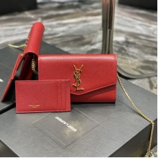 Replica Ysl Uptown Chain Wallet In Red