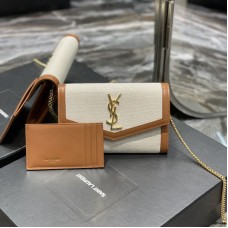 Replica Ysl Uptown Chain Wallet In Tan