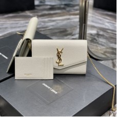 Replica Ysl Uptown Chain Wallet In White