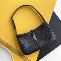 Replica YSL Le5a7 Hobo Bag Croco Black