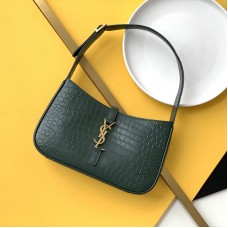 Replica YSL Le5a7 Hobo Bag Croco Dark Green