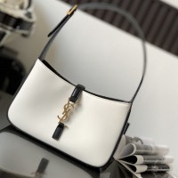 Replica YSL Le5a7 Hobo Bag White and Black