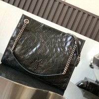 Replica Ysl Niki Shopping Bag in Black with Silver Hardware