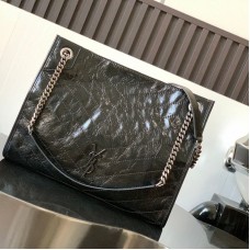 Replica Ysl Niki Shopping Bag in Black with Silver Hardware