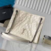 Replica Ysl Niki Shopping Bag in White Leather