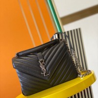 Replica Ysl Medium College Handbags in Silver Hardware