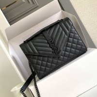 Replica Ysl Medium Envelope Bag in Black with Black Harewear