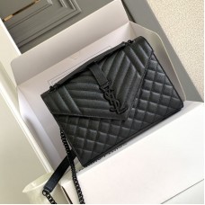 Replica Ysl Medium Envelope Bag in Black with Black Harewear