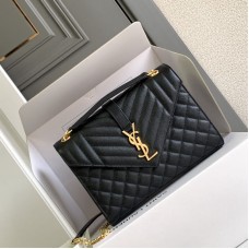 Replica Ysl Medium Envelope Bag in Black with gold Harewear