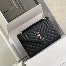 Replica Ysl Medium Envelope Bag in Black with silver Harewear