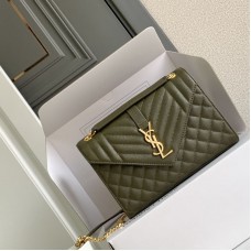 Replica Ysl Medium Envelope Bag in Dark Green