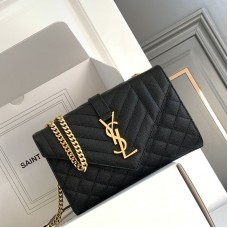 Replica Ysl Small Envelope Bag in Black with Gold Hardware