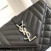 Replica Ysl Small Envelope Bag in Black with Silver Hardware