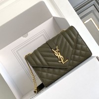 Replica Ysl Small Envelope Bag in Green