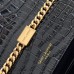 Replica Ysl Medium Kate Tassel Bag in Croco Black with gold hardware