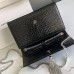 Replica Ysl Medium Kate Tassel Bag in Croco Black with silver hardware