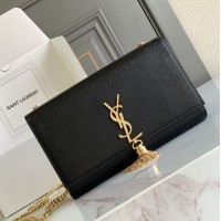 Replica Ysl Medium Kate Tassel Bag in Embossed Black with gold hardware