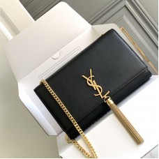 Replica Ysl Medium Kate Tassel Bag in smooth Black leather