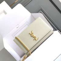 Replica Ysl Medium Kate Bag  in White with Gold Hardware