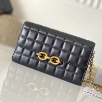 Replica Ysl Le Maillon Chain Wallet Black Leather