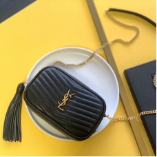 Replica YSL Lou Mini Camera Bag  in Black with Gold hardwear