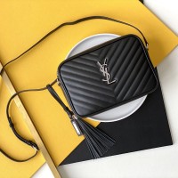 Replica YSL Lou Camera Bag  Black with Silver Hardware