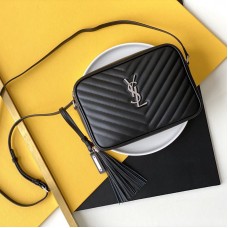 Replica YSL Lou Camera Bag  Black with Silver Hardware