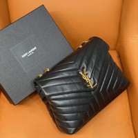 Replica Ysl Medium LouLou Bag in black with gold