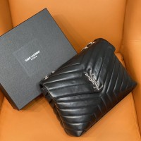 Replica Ysl Medium LouLou Bag in black with silver