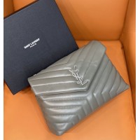 Replica Ysl Medium LouLou Bag in grey with silver