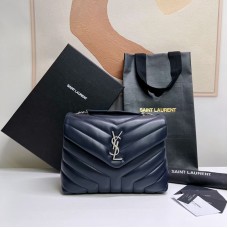 Replica Ysl Small Loulou Bag in Nevy Blue with Silver