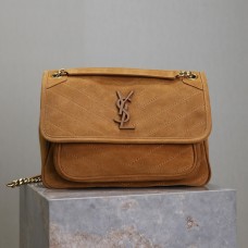 Replica YSL Saint Laurent Niki Medium Bag In Brown Suede