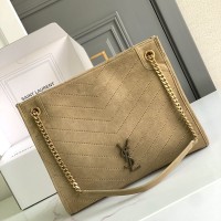 Replica Ysl Niki Shopping Bag in Beige suede leather