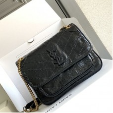 Replica Ysl Niki baby Bag in Black with Gold Hardware