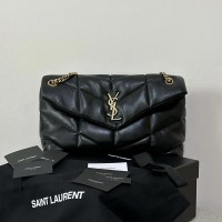 Replica Ysl Medium Puffer Bag black with gold hardware