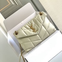 Replica Ysl Puffer Small Bag in White with Gold Hardware