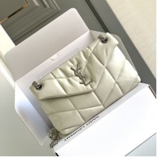 Replica Ysl Puffer Small Bag in White with Silver Hardware