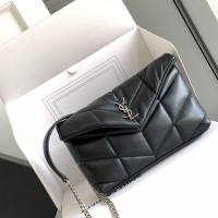 Replica YSL Puffer Toy Bag Black with Silver Hardwear