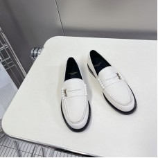 Replica Ysl Le Loafer Penny Slippers in White Leather