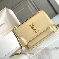 Replica Ysl Medium Sunset Flap Bag in Beige