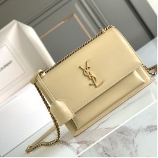 Replica Ysl Medium Sunset Flap Bag in Beige