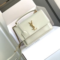 Replica Ysl Sunset Top Handle Flap Bag in White